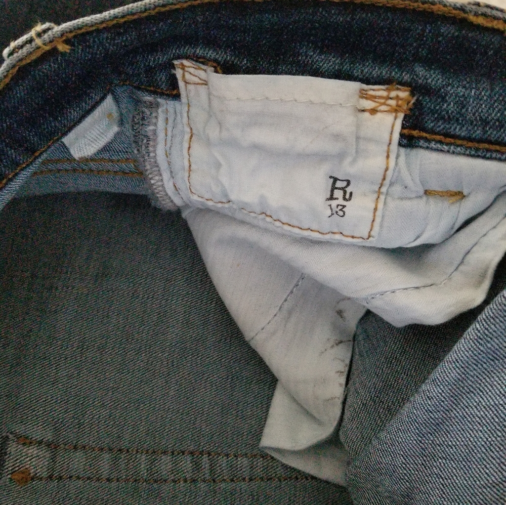 R13 Mid Rise Tapered Leg Jeans Size 28 Mid Wash Blue - Picture 7 of 13